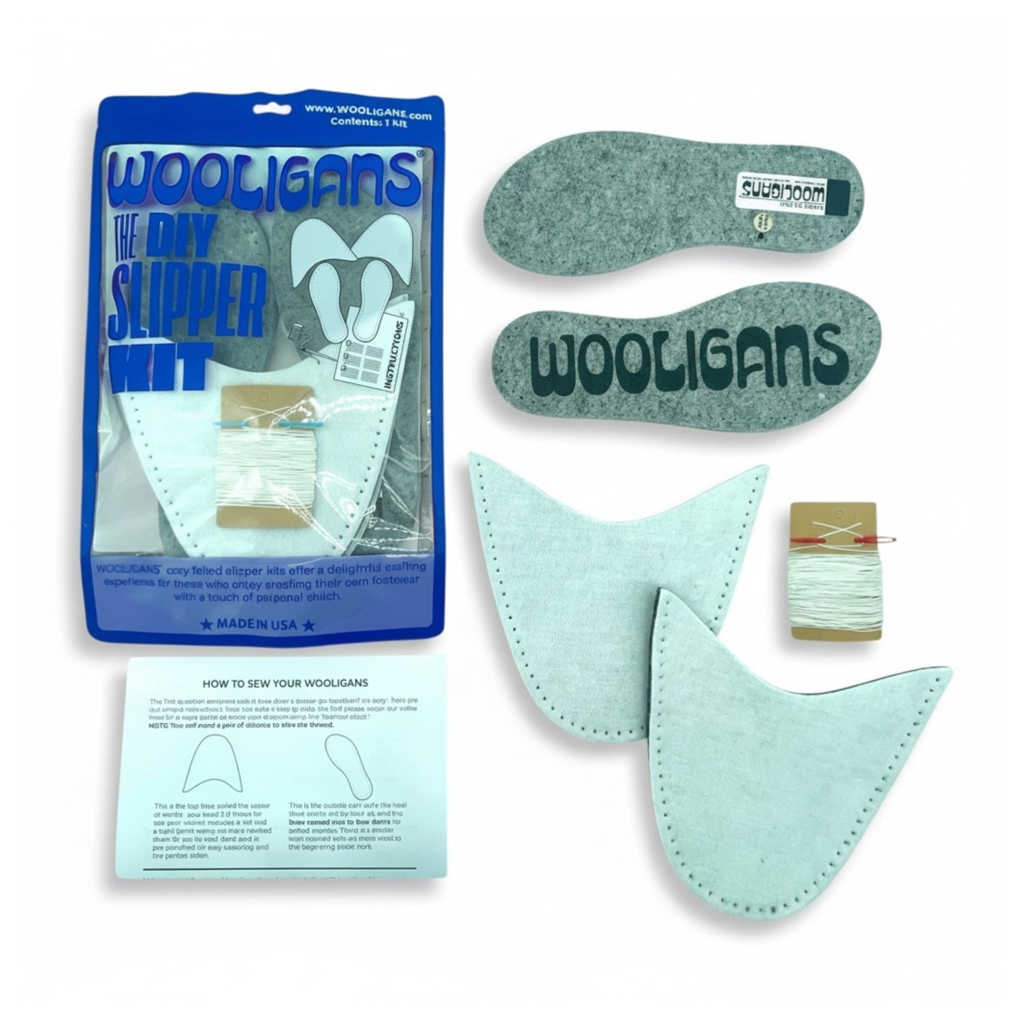 Classic Solid – WOOLIGANS DIY Slipper Kit | Hygge Cozy Beginner Sewing Kit + Blank Canvas for Personalization