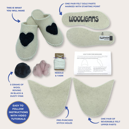 WOOLIGANS PURE™ | 100% Natural Wool DIY Slipper Kit