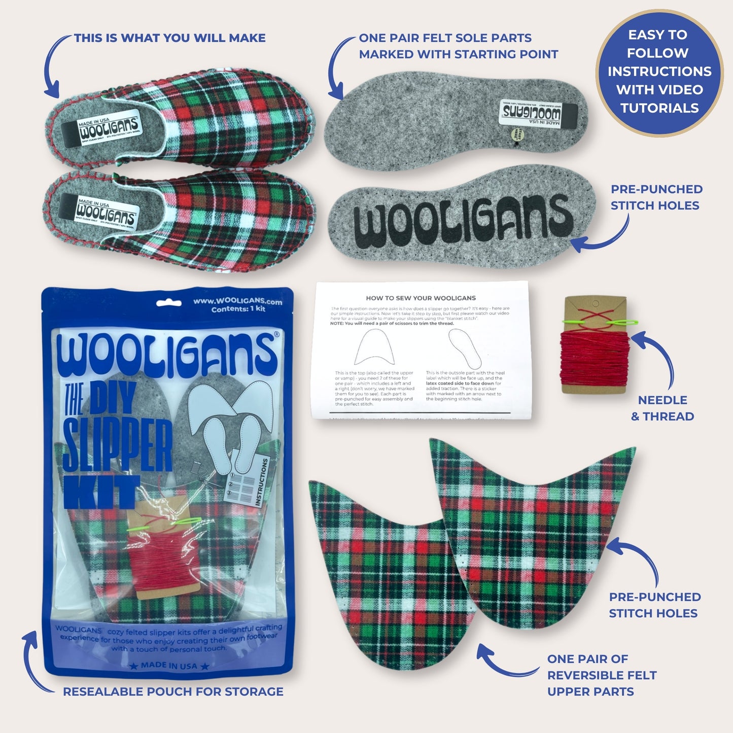 WOOLIGANS Printed Slipper Kit – 6 Pack