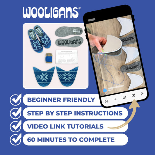DIY Slipper Kit – BLUE SNOWFLAKE PRINT