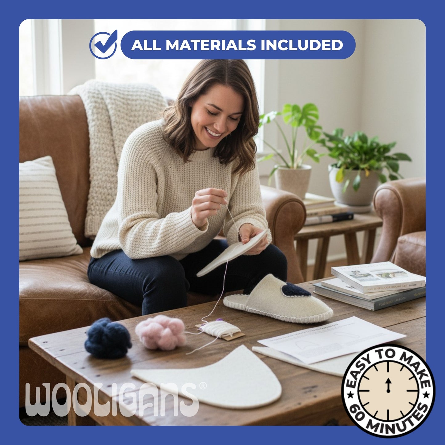 WOOLIGANS PURE™ | 100% Natural Wool DIY Slipper Kit