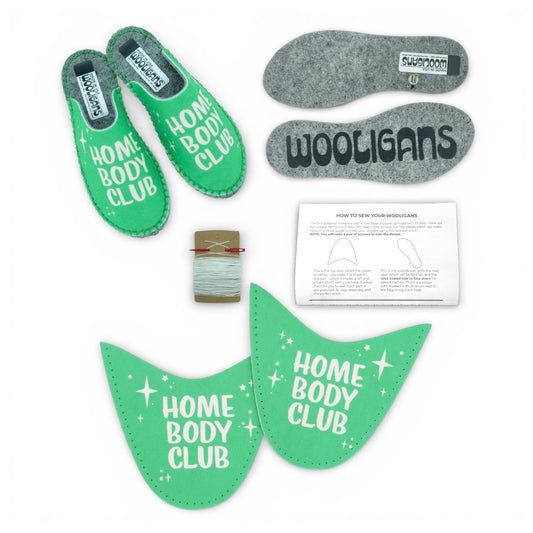Home Body – WOOLIGANS DIY Slipper Kit | Hygge Cozy Beginner Sewing Craft Kit & Self-Care Gift