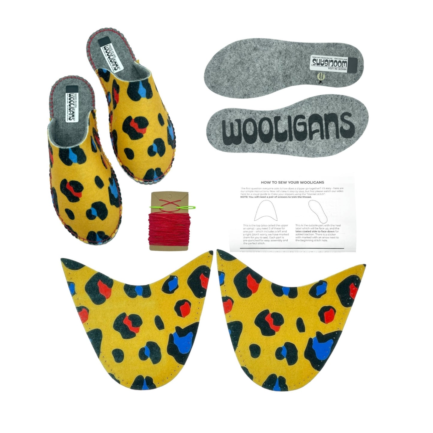 LEOPARD LUXE – WOOLIGANS DIY Slipper Kit | Easy Beginner Craft & Relaxing At-Home Activity Gift