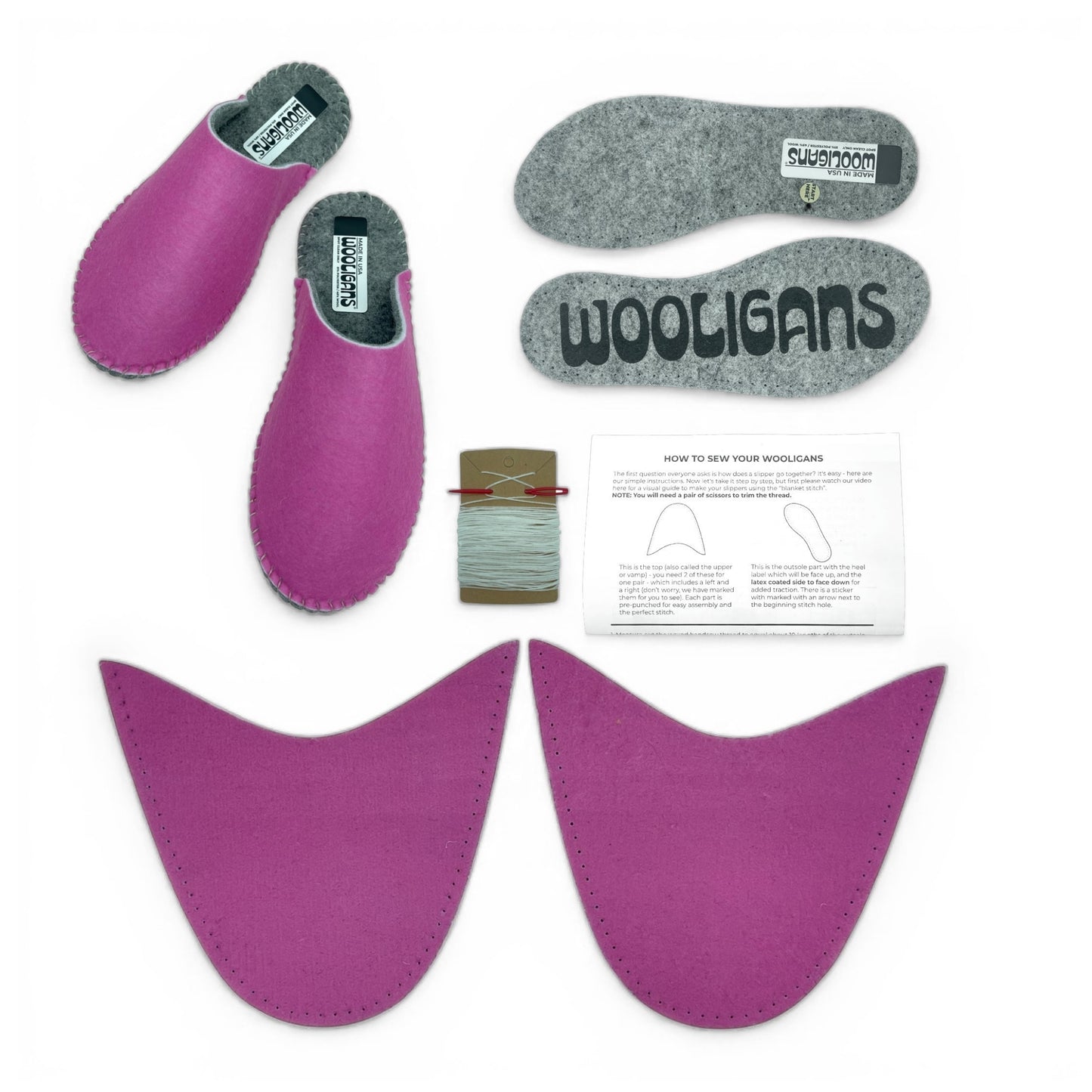 PINK PASSION – WOOLIGANS DIY Slipper Kit | Easy Beginner Craft & Relaxing At-Home Activity Gift