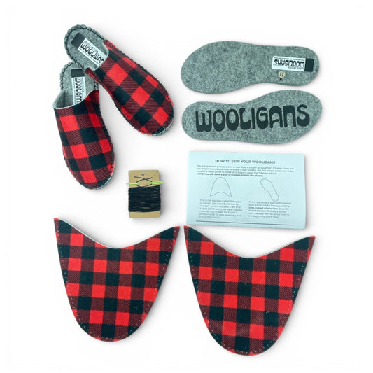 Buffalo Check – WOOLIGANS DIY Slipper Kit | Beginner Needlecraft Sewing Kit & Cozy Gift