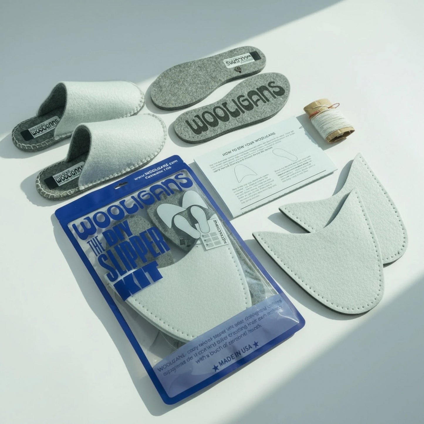 Classic Solid – WOOLIGANS DIY Slipper Kit | Hygge Cozy Beginner Sewing Kit + Blank Canvas for Personalization