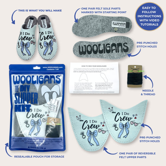 I Do Crew – WOOLIGANS DIY Slipper Kit | Bridal Party Gift & Beginner DIY Cozy Craft Kit