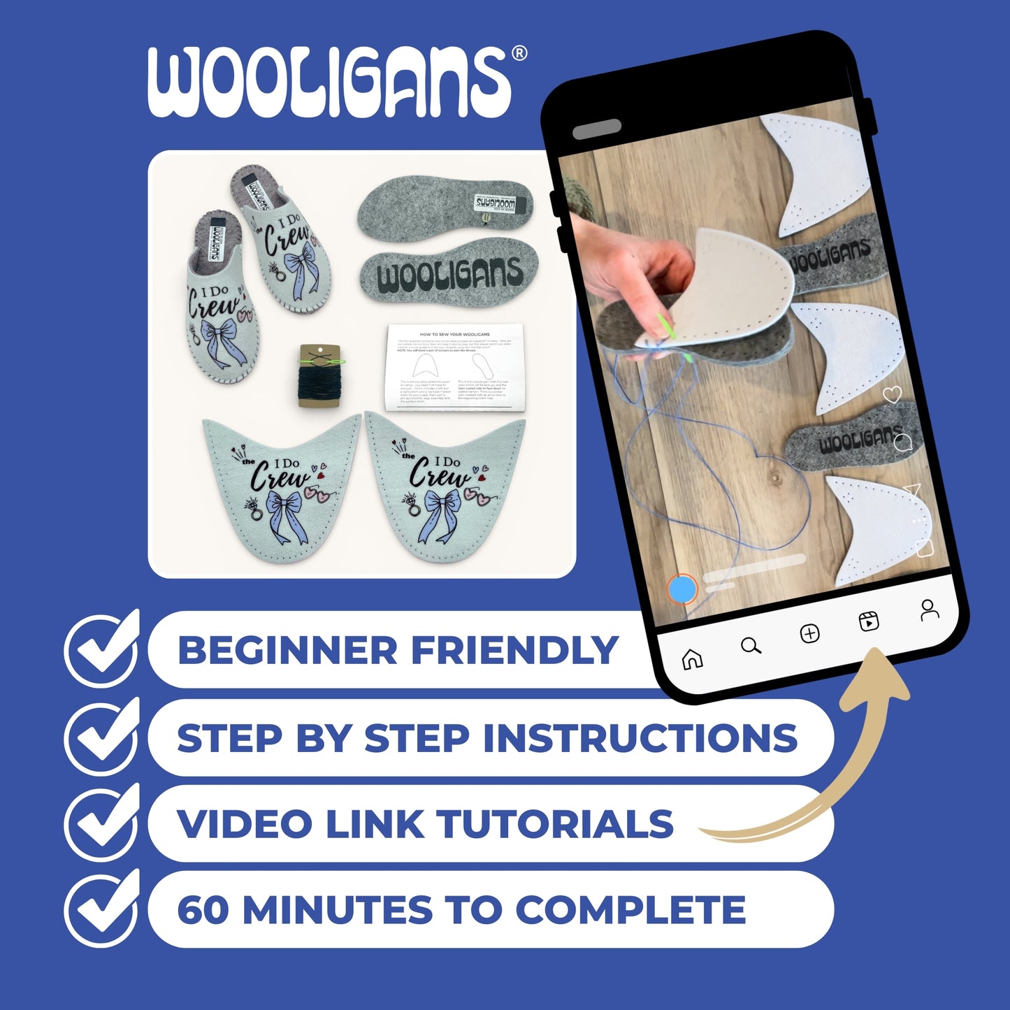 I Do Crew – WOOLIGANS DIY Slipper Kit | Bridal Party Gift & Beginner DIY Cozy Craft Kit
