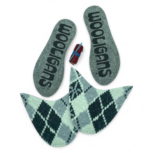 Modern Argyle – WOOLIGANS DIY Slipper Kit | Beginner Needlecraft Sewing Kit & Cozy Gift