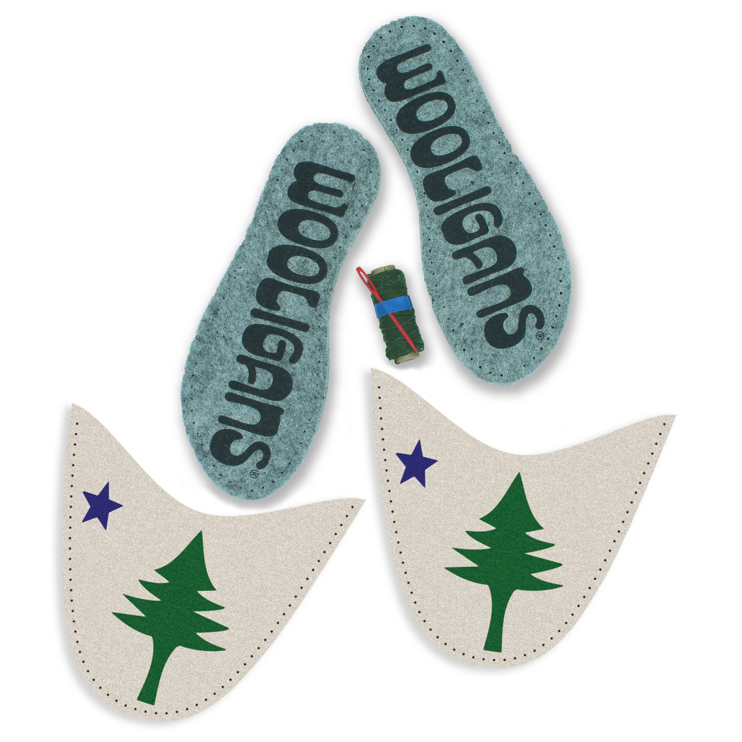 Maine Flag – WOOLIGANS DIY Slipper Kit | Beginner Needlecraft Sewing Kit & Cozy Gift