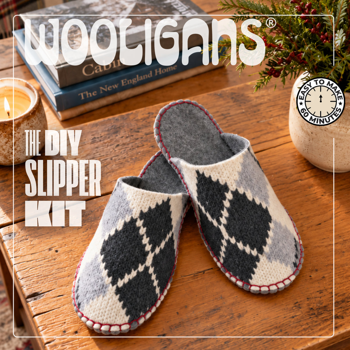 Load video: BLUE SNOWFLAKE PRINT SLIPPER KIT