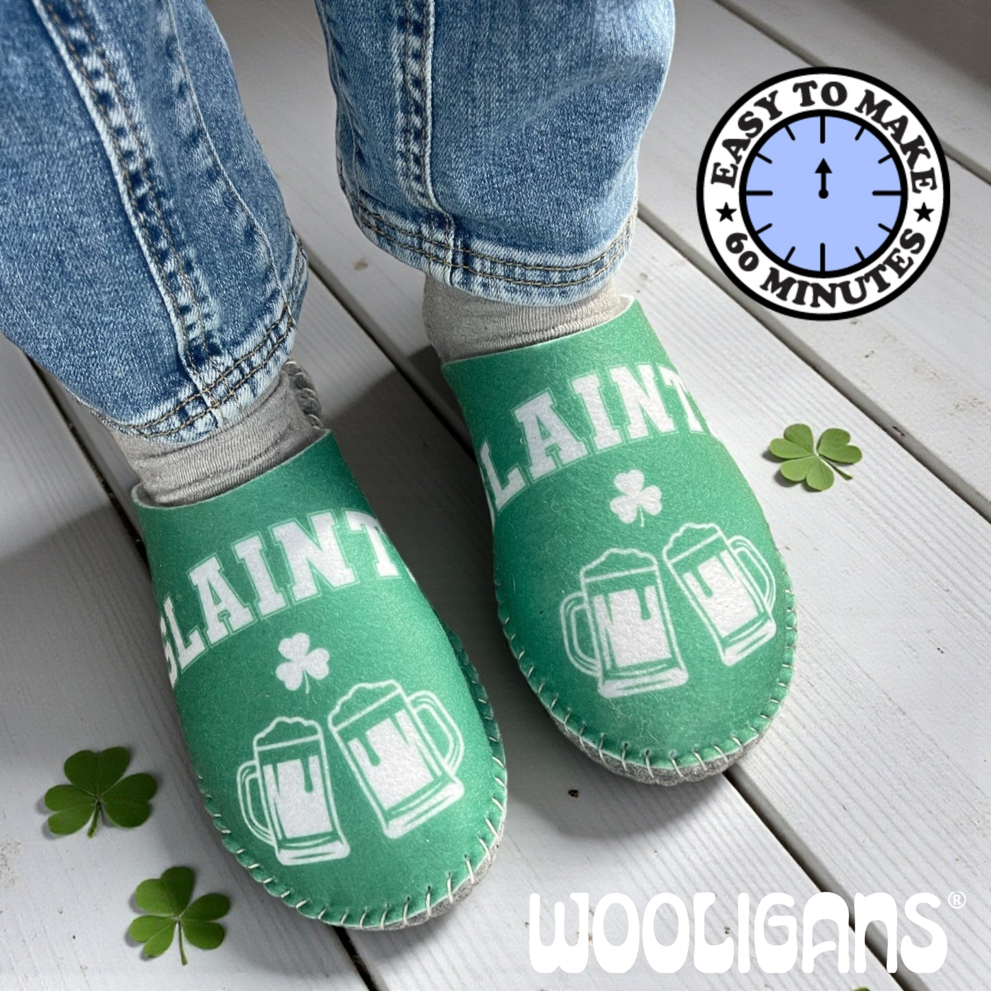 SLAINTE – WOOLIGANS DIY Slipper Kit | St. Patrick’s Day Craft Activity & Beginner Sewing Gift