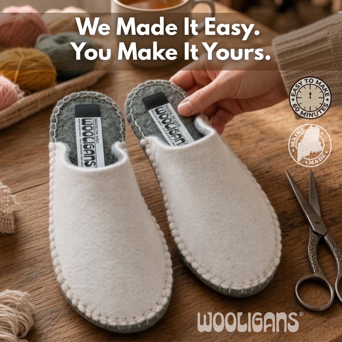 DIY Felt Slipper Kit for Beginners – Cozy Handmade Slippers | WOOLIGANS
